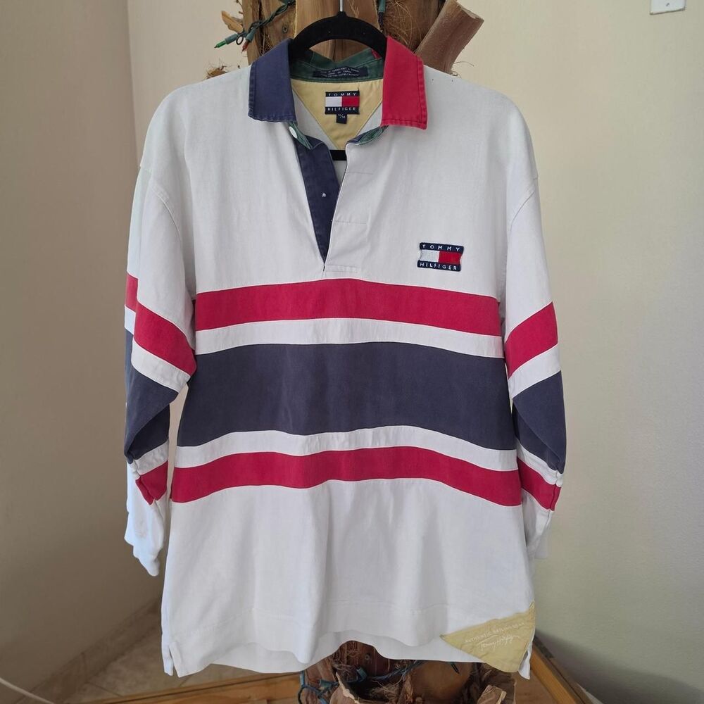 Vintage 90s Tommy Hilfiger Men's Rugby Shirt